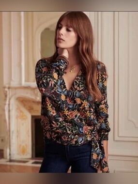 Sézane The Dafne Kimono Blouse, Size 42.